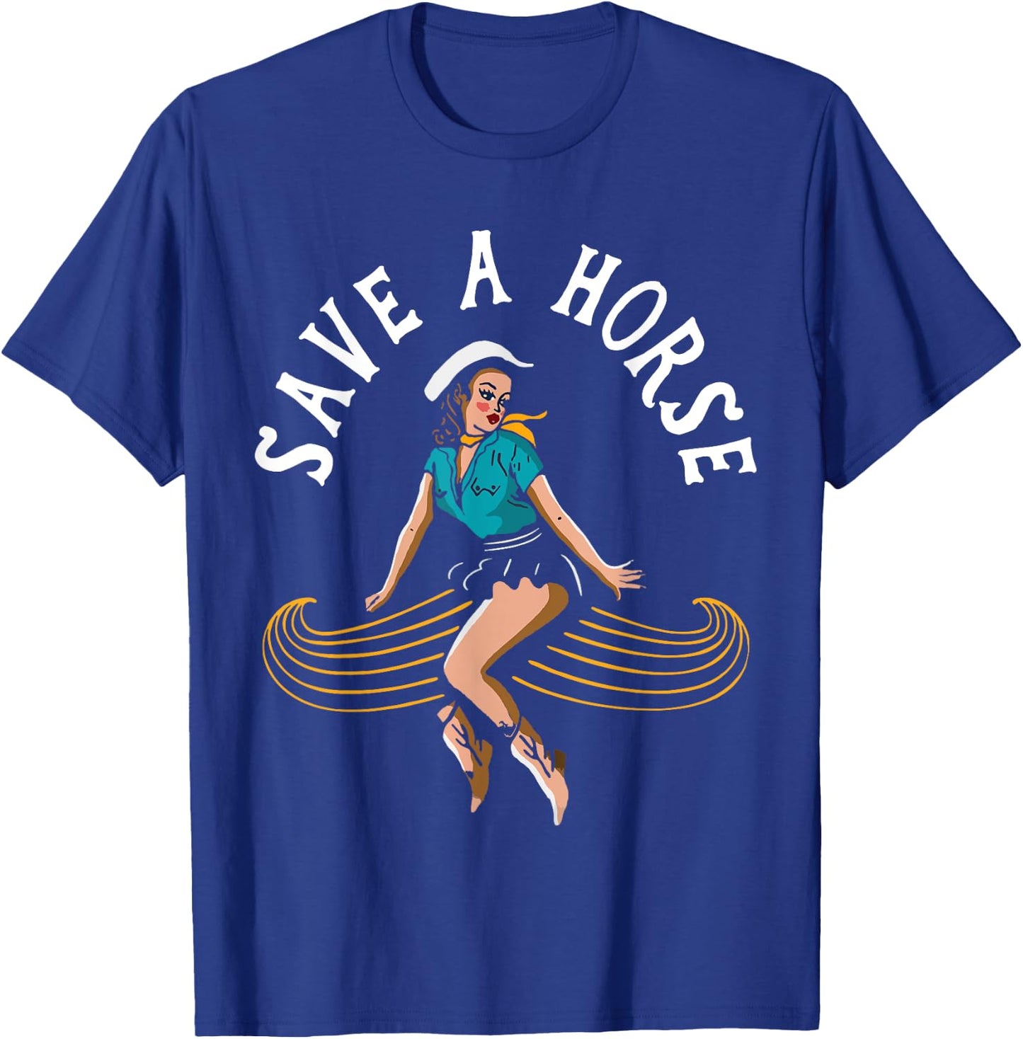 Save A Horse Ride A Mustache - Free Moustache Rides T-Shirt - T-Shirt | Royal