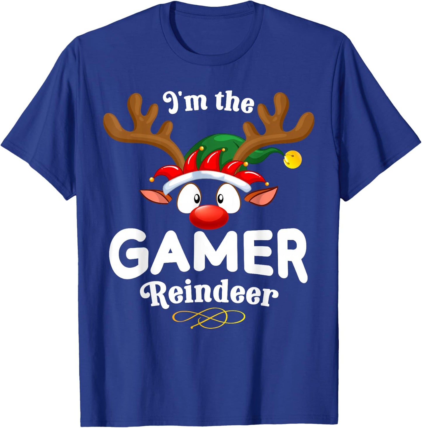 Christmas PJS Gamer XMas Reindeer Matching T-Shirt - T-Shirt | Royal