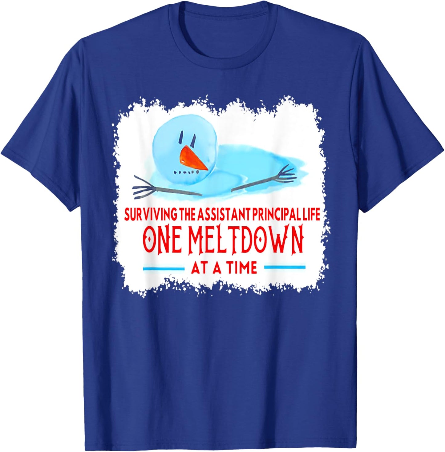 Surviving The Assistant Principal Life Snowman Christmas T-Shirt - T-Shirt | Royal