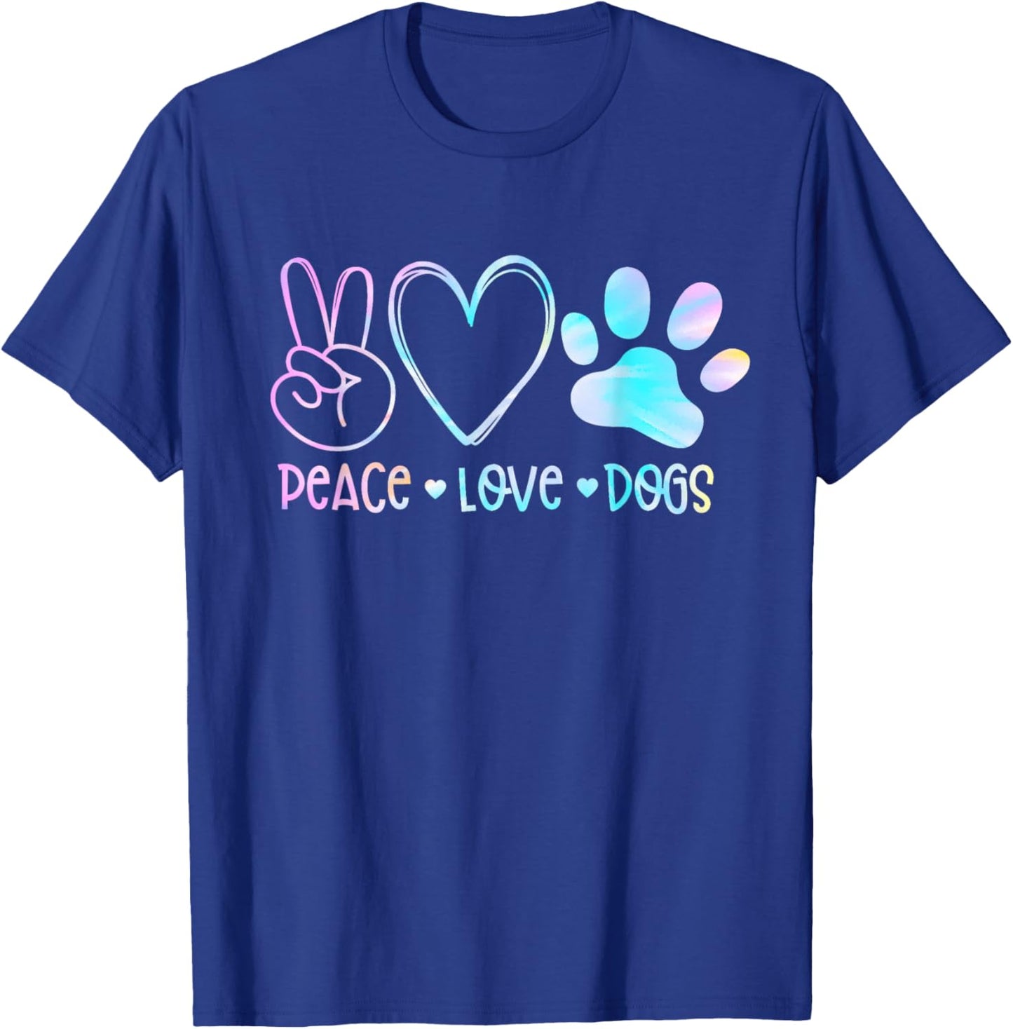 Peace Love Rescue Dog Lover Parent Adopted Tie Dye Pet Owner Women Kids T-Shirt - T-Shirt | Royal