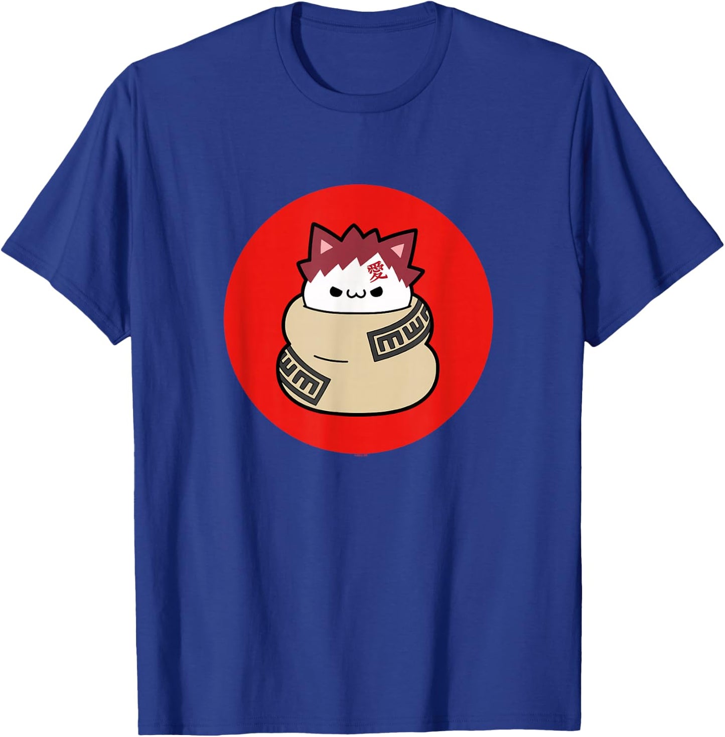 Nyaruto Cute Grumpy Gaara Cat Red Circle Big Chest Portrait T-Shirt - T-Shirt | Royal