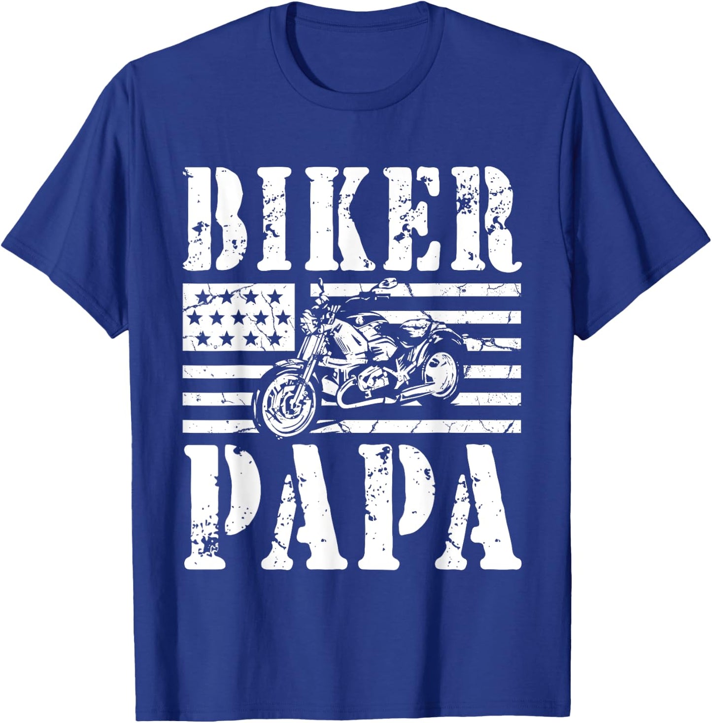 Vintage Papa Biker - Papa Motorcycle T-Shirt - T-Shirt | Royal