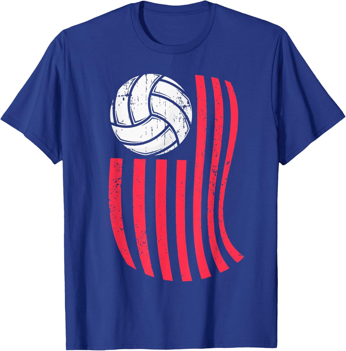 Volleyball USA American Flag Vintage 4th Of July Gift T-Shirt - T-Shirt | Royal