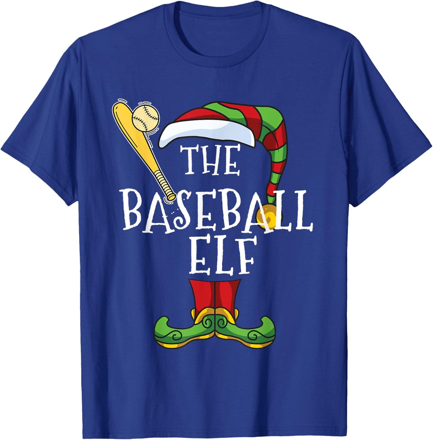 Baseball Elf Lover Christmas Family Matching Funny T-Shirt - T-Shirt | Royal