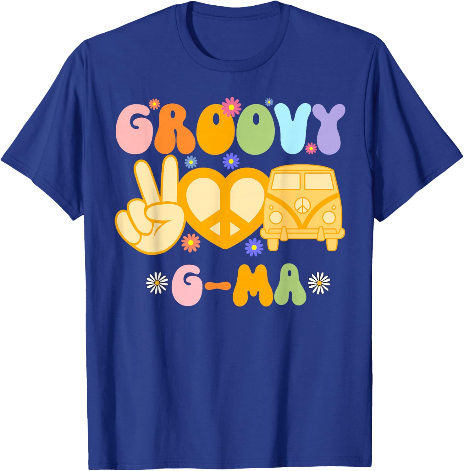 Retro Groovy G-ma Grandma Hippie Family Matching Mothers Day T-Shirt - T-Shirt | Royal