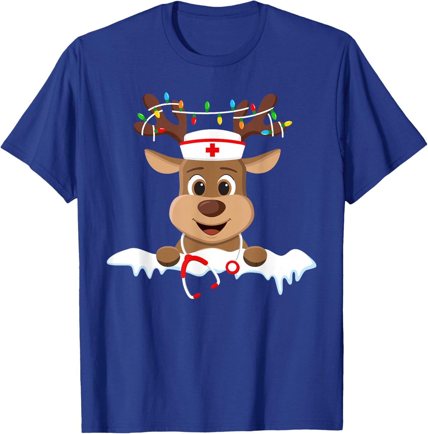 Christmas Nurse Love NICU RN ER Santa Reindeer Nurse Hat Elf T-Shirt - T-Shirt | Royal