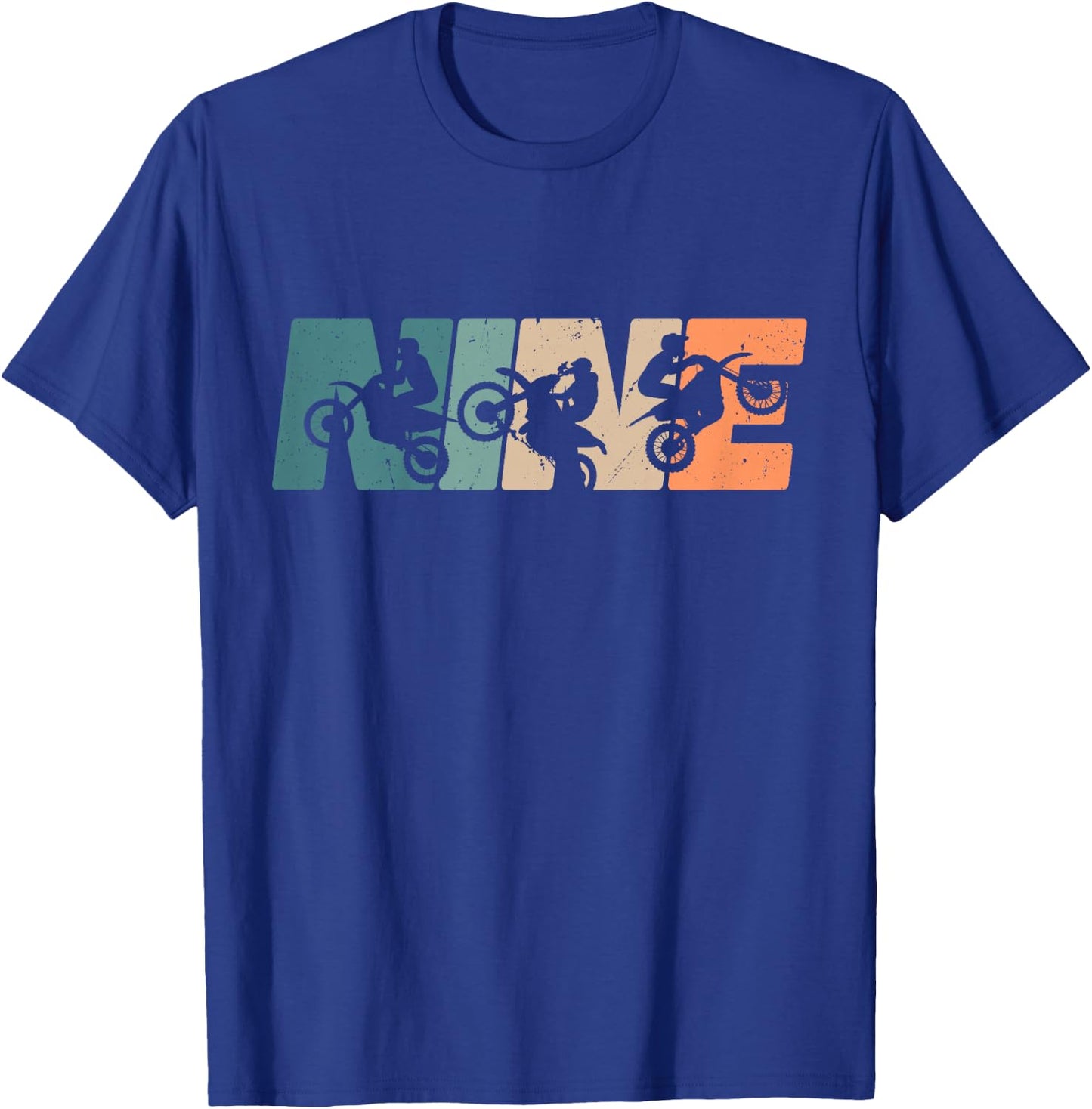 Kids 9th Birthday Retro Motocross Dirt Bike 9 Years Boys Girl T-Shirt - T-Shirt | Royal