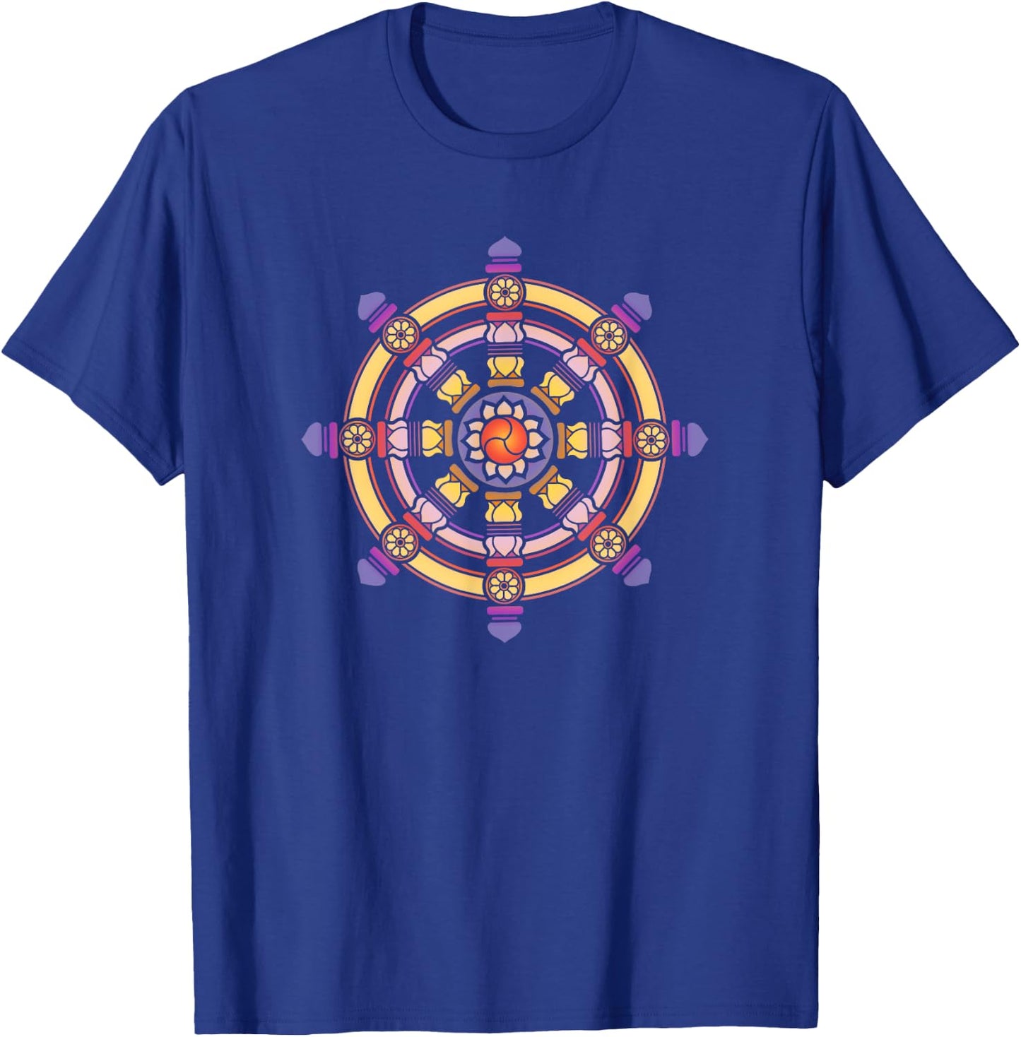 Dharma Wheel Meditation Lotus Chakra Yoga Dharmachakra Karma T-Shirt - T-Shirt | Royal