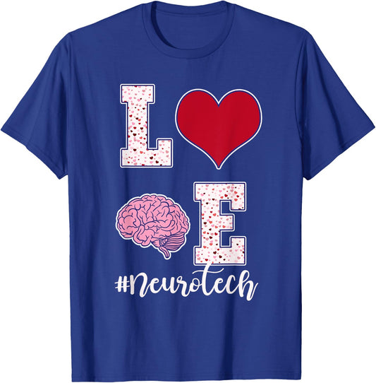 Neuro Tech Valentine's Day Neurology Nursing EEG Brain Waves T-Shirt - T-Shirt | Royal