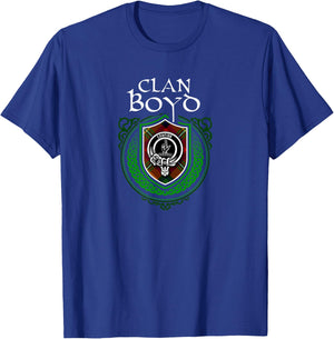 Clan Boyd Surname Scottish Clan Crest Tartan Badge T-Shirt - T-Shirt | Royal