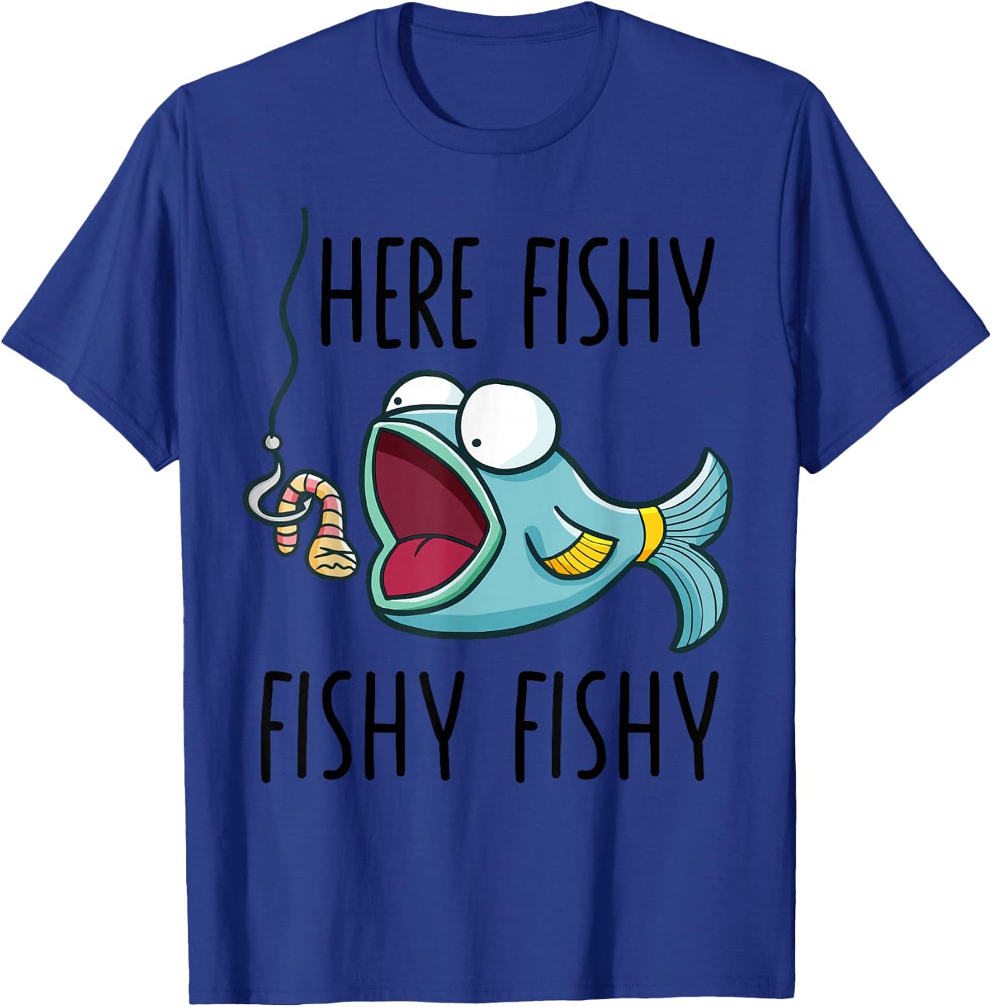 Here-Fishy Shirt Kids Toddler Girls Cute Fish Funny Fishing T-Shirt - T-Shirt | Royal