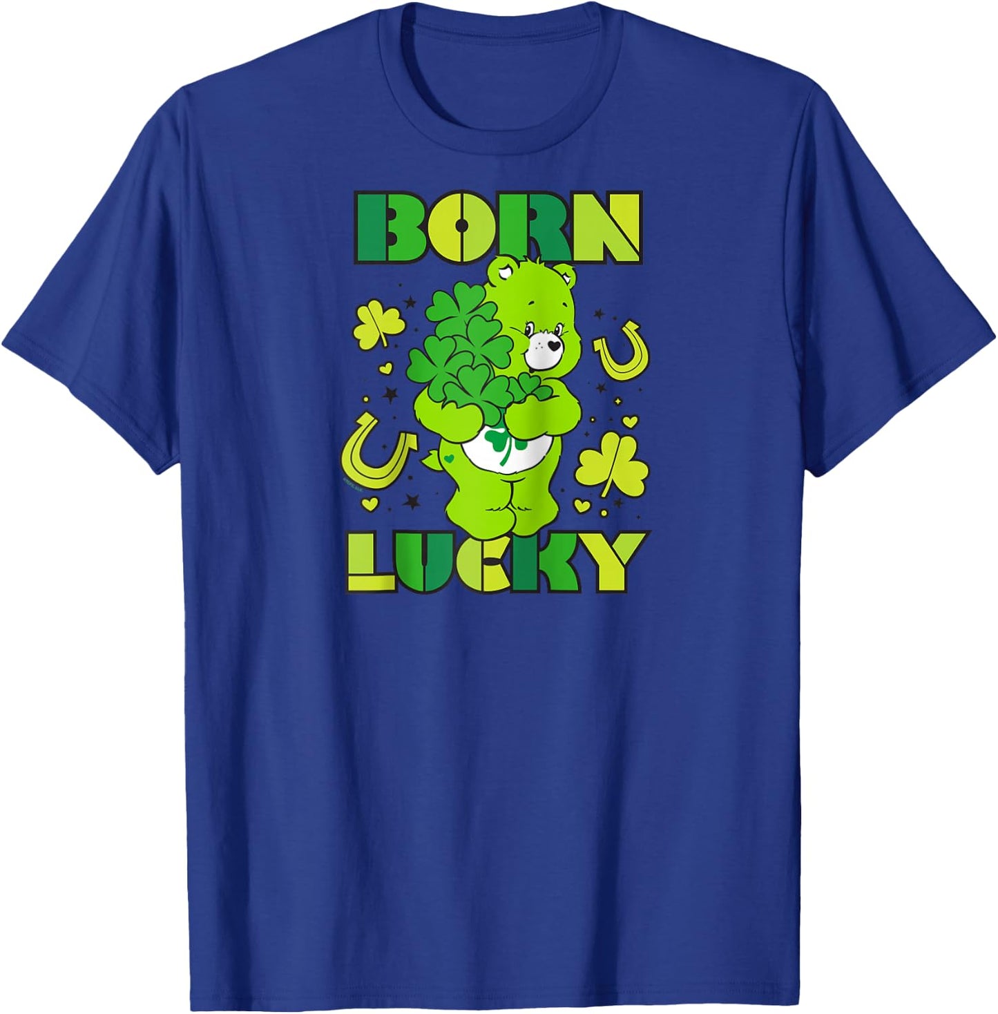Care Bears Born Lucky Good Luck Bear Raglan Baseball T-Shirt - T-Shirt | Royal
