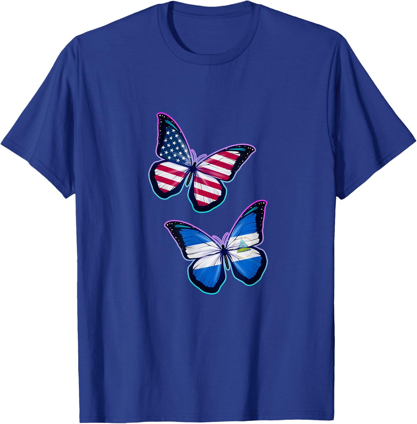 Nicaragua and the USA bicultural roots. Butterfly version T-Shirt - T-Shirt | Royal