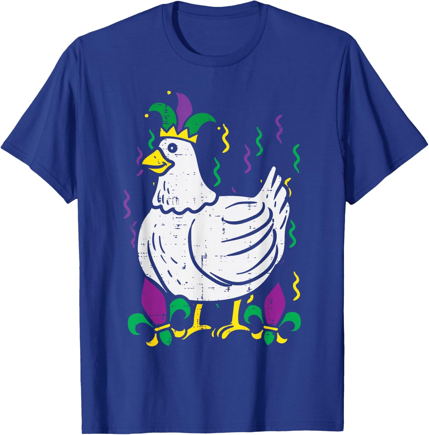 Mardi Gras Chicken Funny Outfit Farming Men Women Kids T-Shirt - T-Shirt | Royal