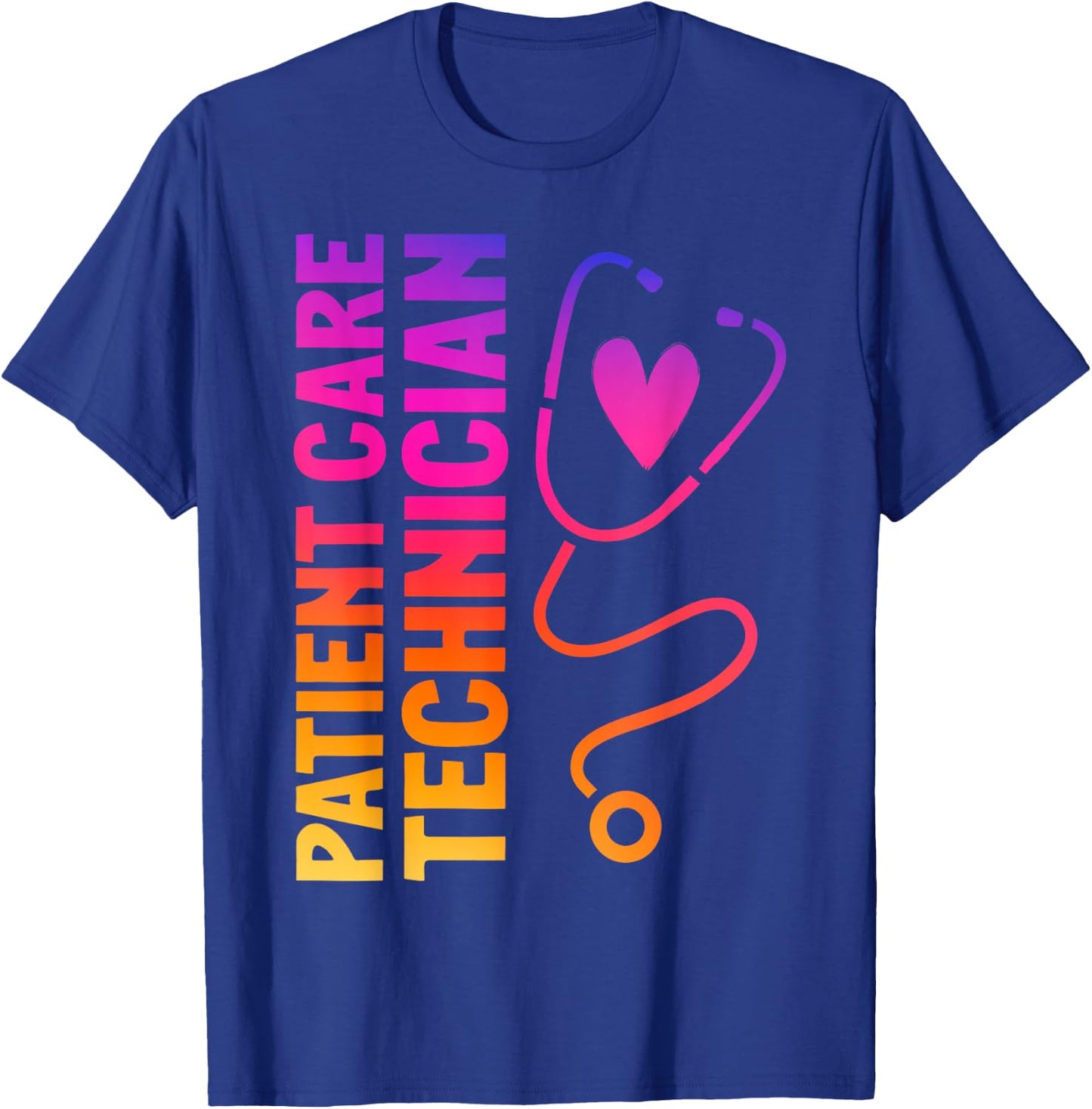 Cute Patient Care Technician Heart Stethoscope T-Shirt - T-Shirt | Royal