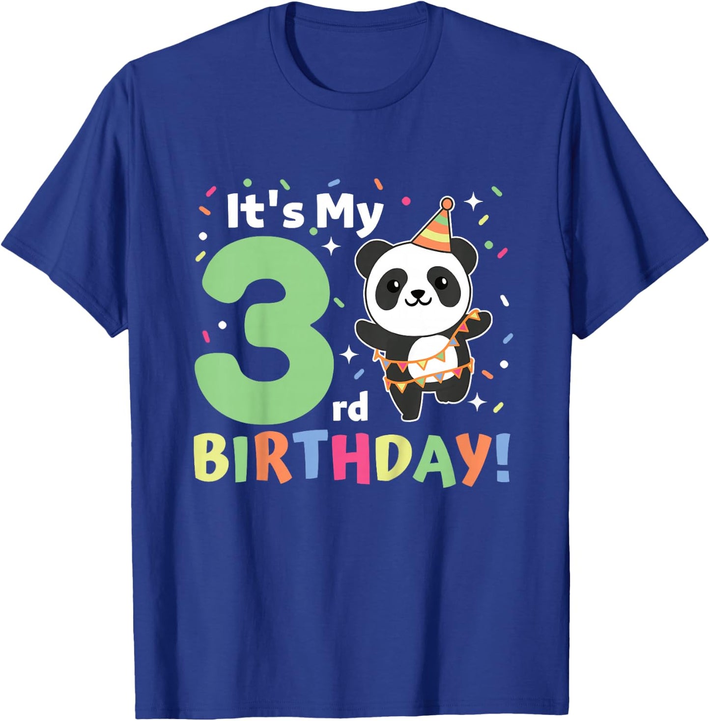 Panda 3rd Birthday For Kids Three Years Old Panda T-Shirt - T-Shirt | Royal