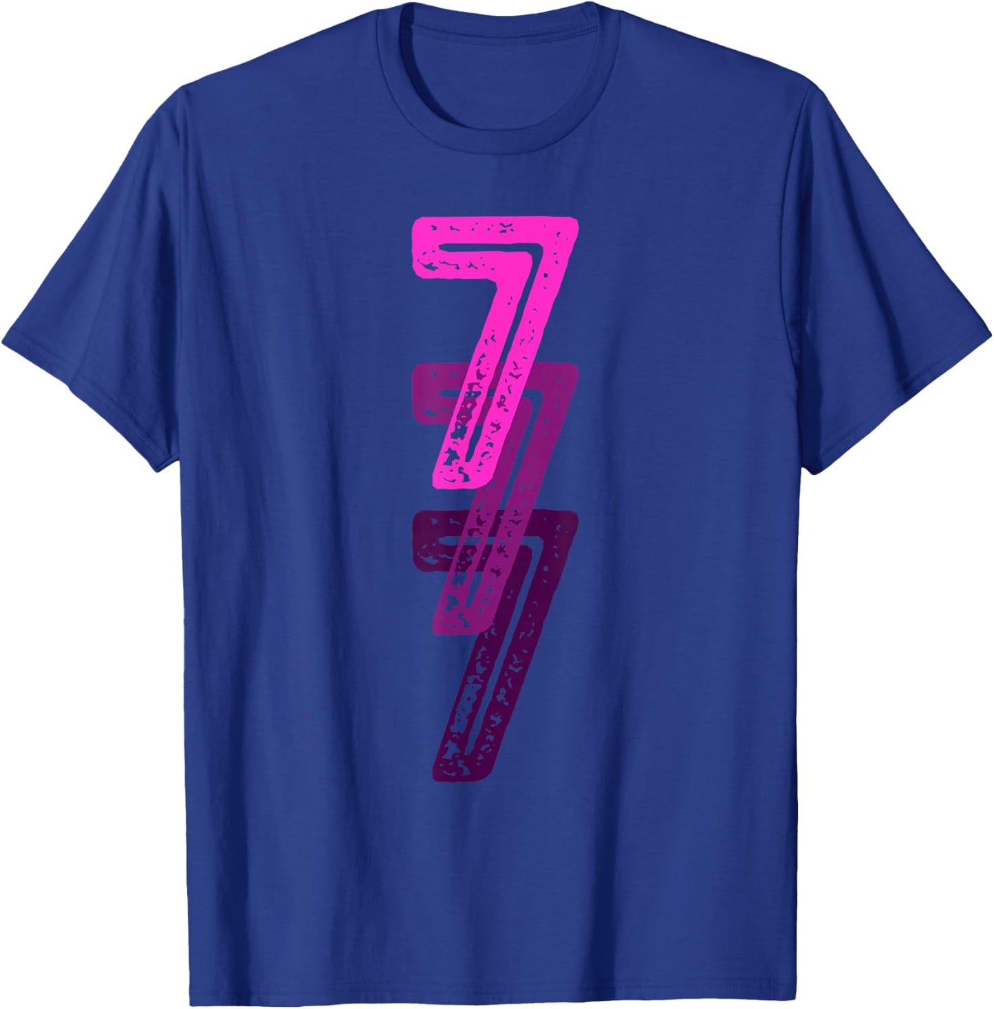 Number 7 Pink Best Classic College Style Birthday Funny T-Shirt - T-Shirt | Royal