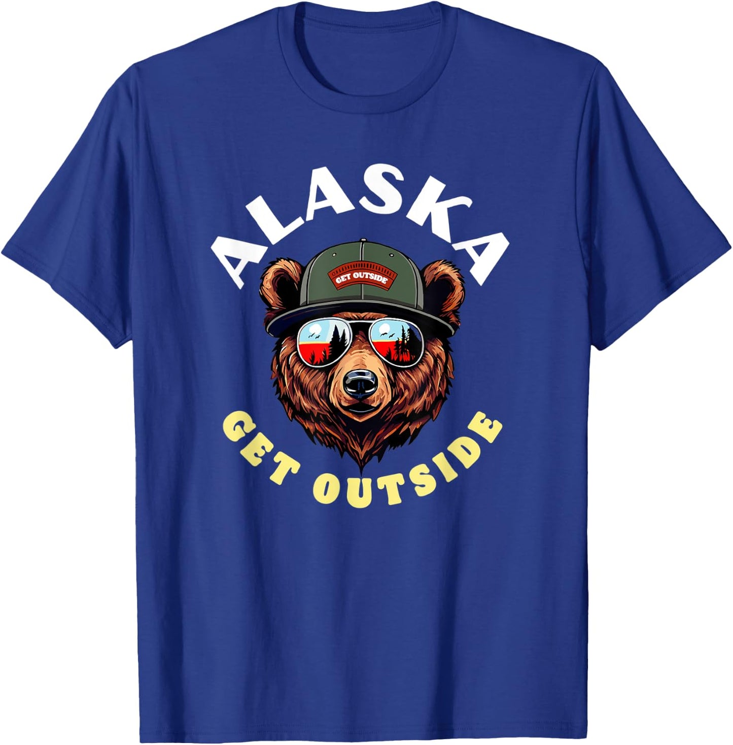 Alaska Hipster Bear Illustration Get Outside! Nature T-Shirt - T-Shirt | Royal