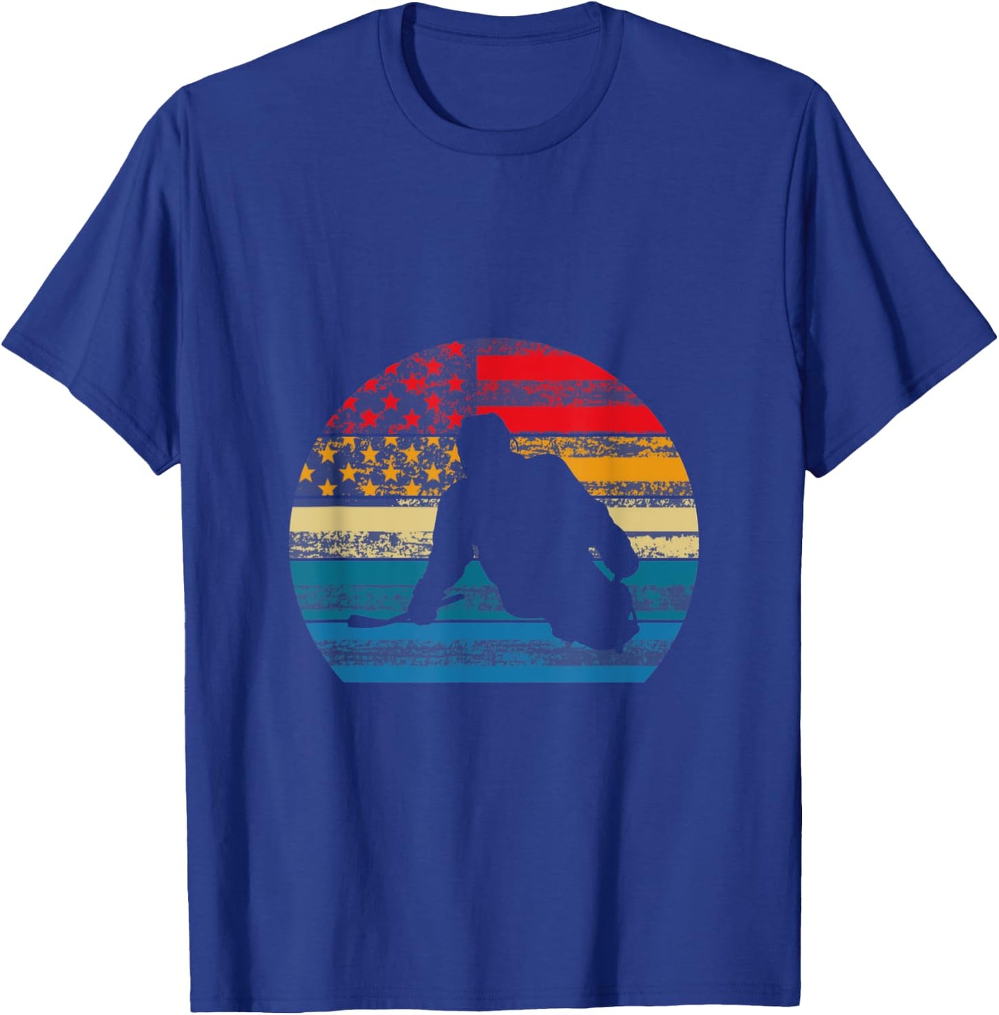 Sled hockey Retro US Flag T-Shirt - T-Shirt | Royal