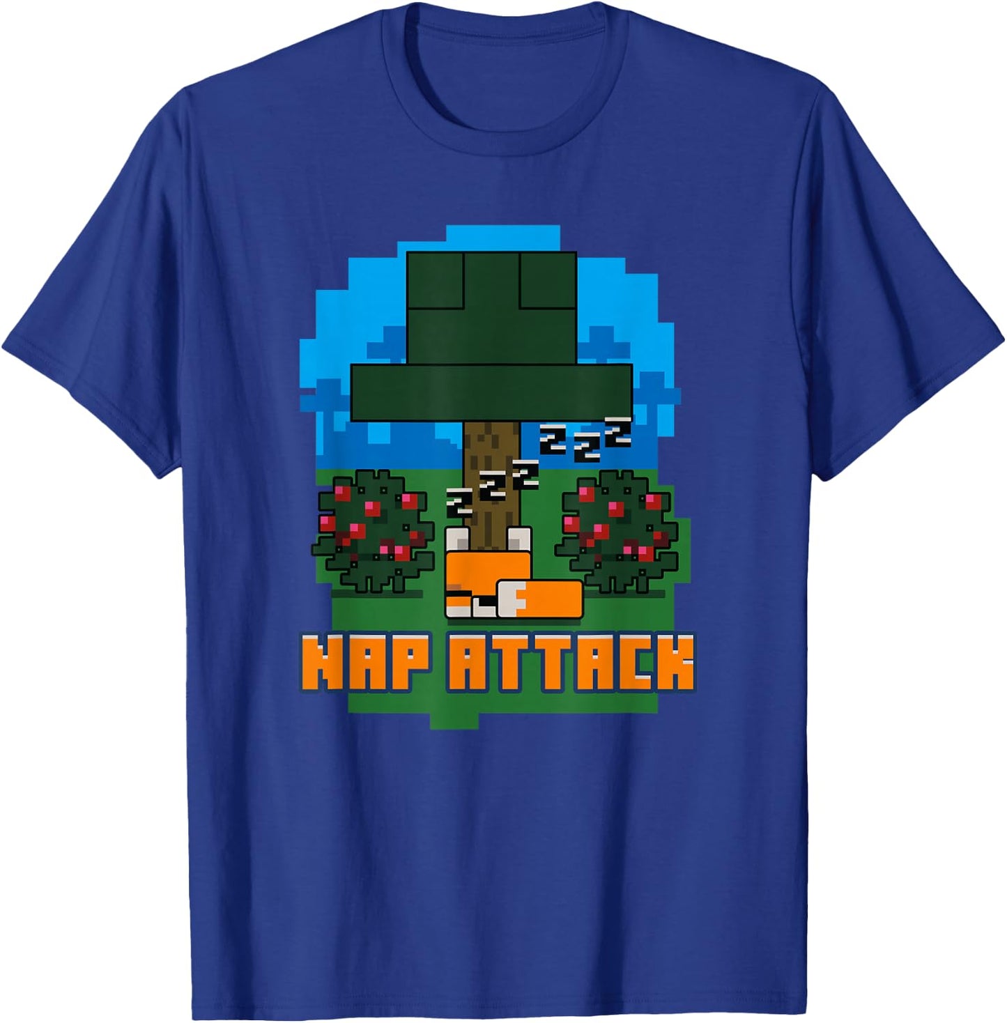 Minecraft Fox Sleeping Nap Attack Poster T-Shirt - T-Shirt | Royal