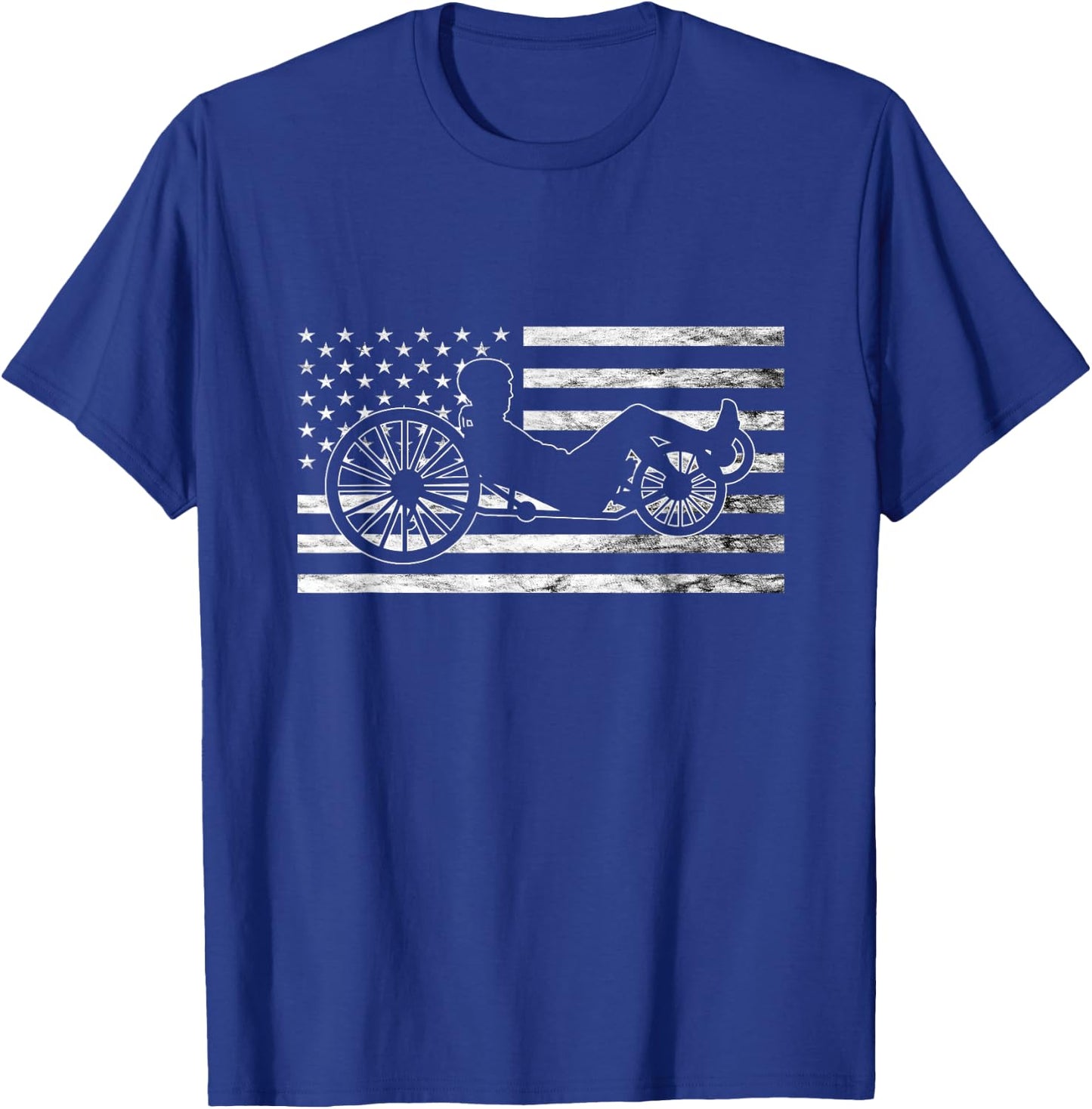 Recumbent Bike Vintage American Flag Triker Recumbent Trike T-Shirt - T-Shirt | Royal