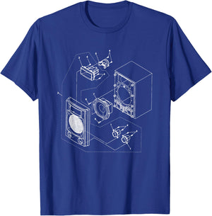 Audio Speaker Diagram for the music lover T-Shirt - T-Shirt | Royal