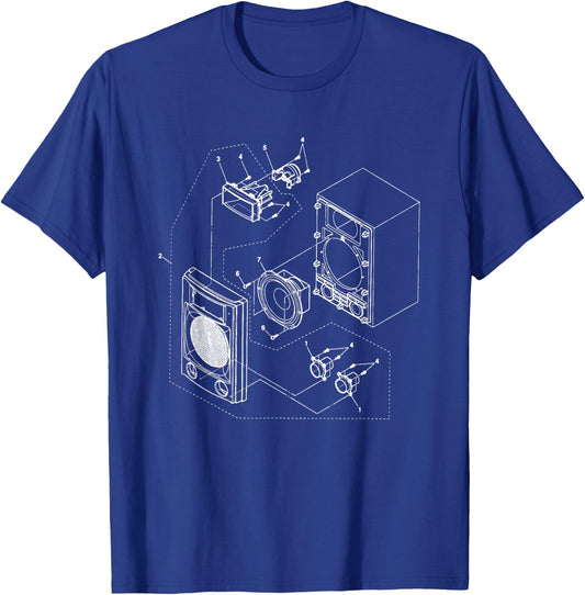 Audio Speaker Diagram for the music lover T-Shirt - T-Shirt | Royal