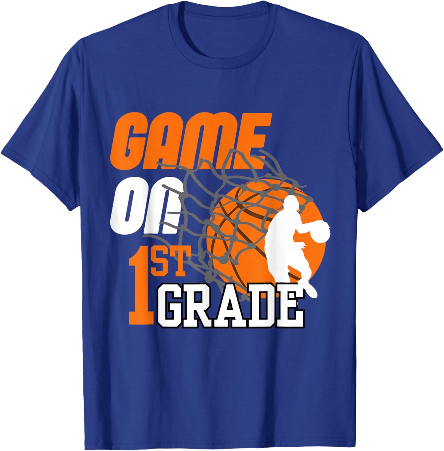 Boys Game On 1st Grade Basketball Back To School Teacher Kid T-Shirt - T-Shirt | Royal