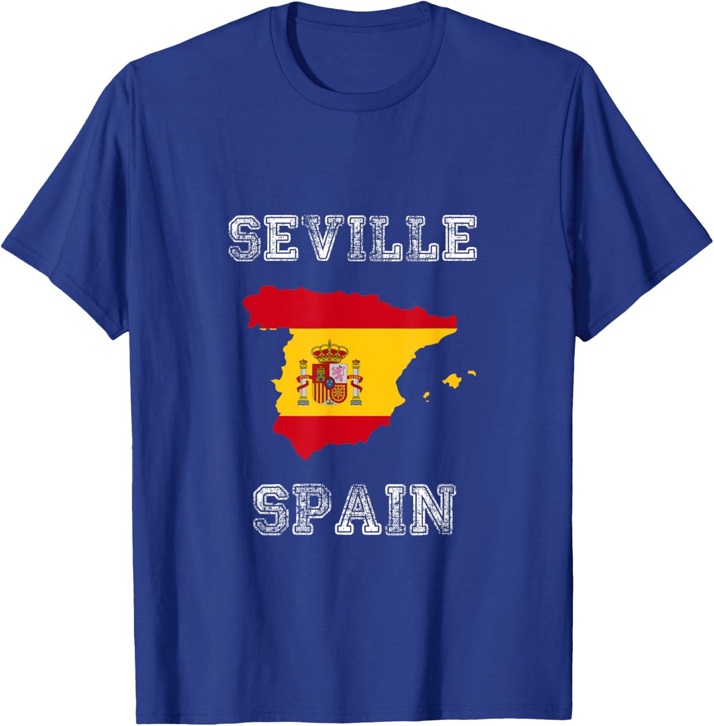 Retro Seville Spain Distressed Spain Flag T-Shirt - T-Shirt | Royal