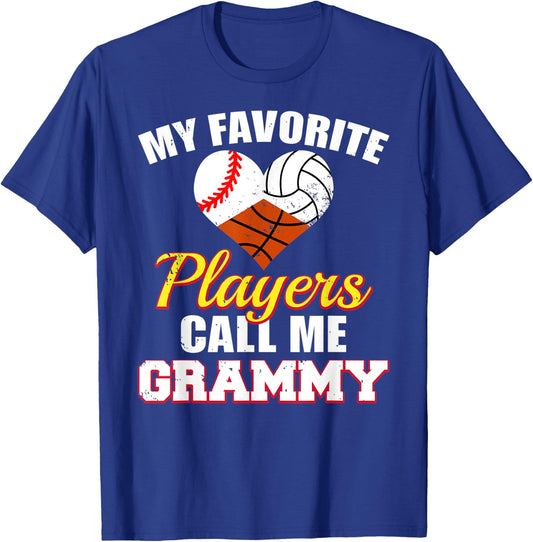 My Favorite Players Baseball Volleyball Basketball Grammy T-Shirt - T-Shirt | Royal