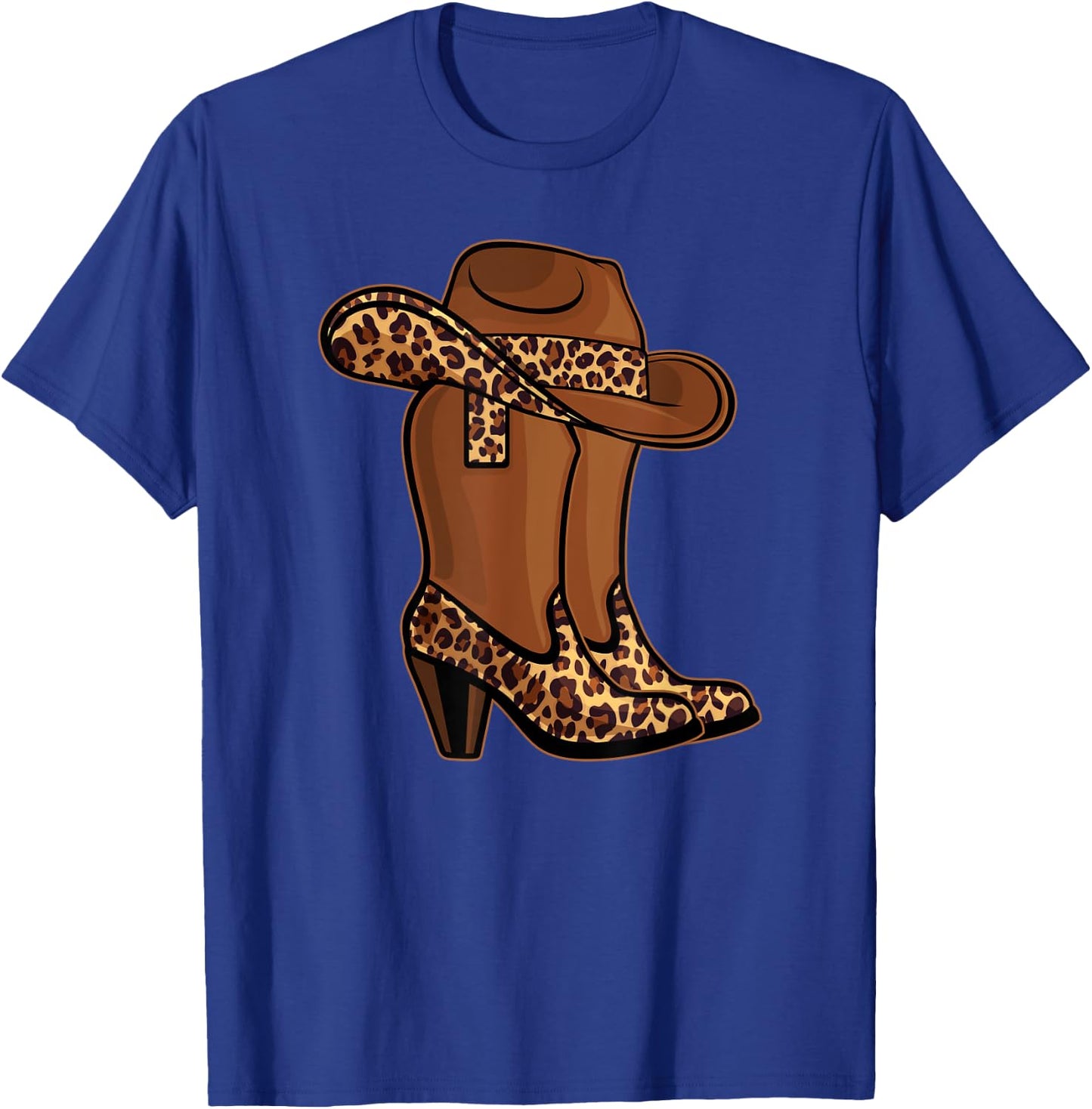 Cowgirl Boots and Hat leopard print T-Shirt - T-Shirt | Royal