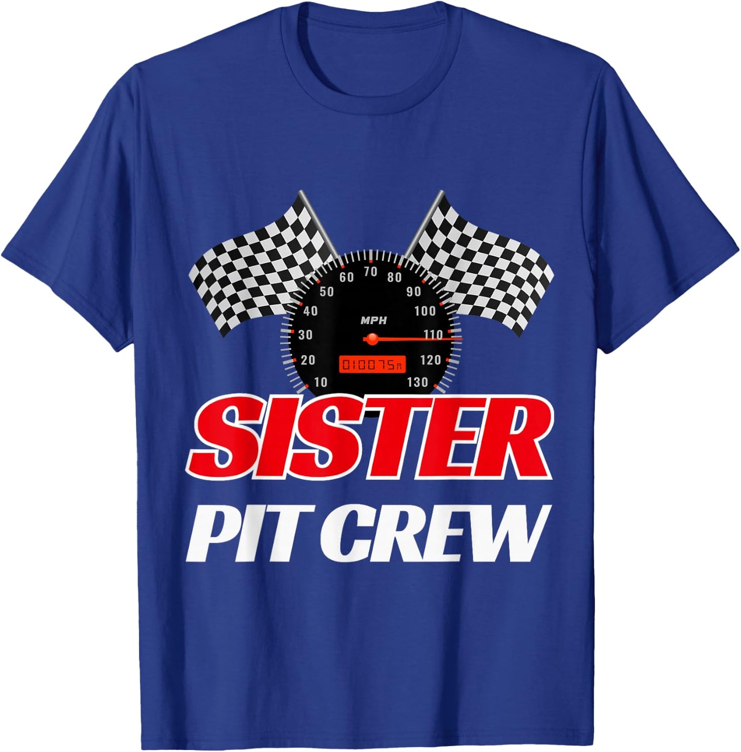 Sister Pit Crew Race Car Birthday Party Racing T-Shirt - T-Shirt | Royal