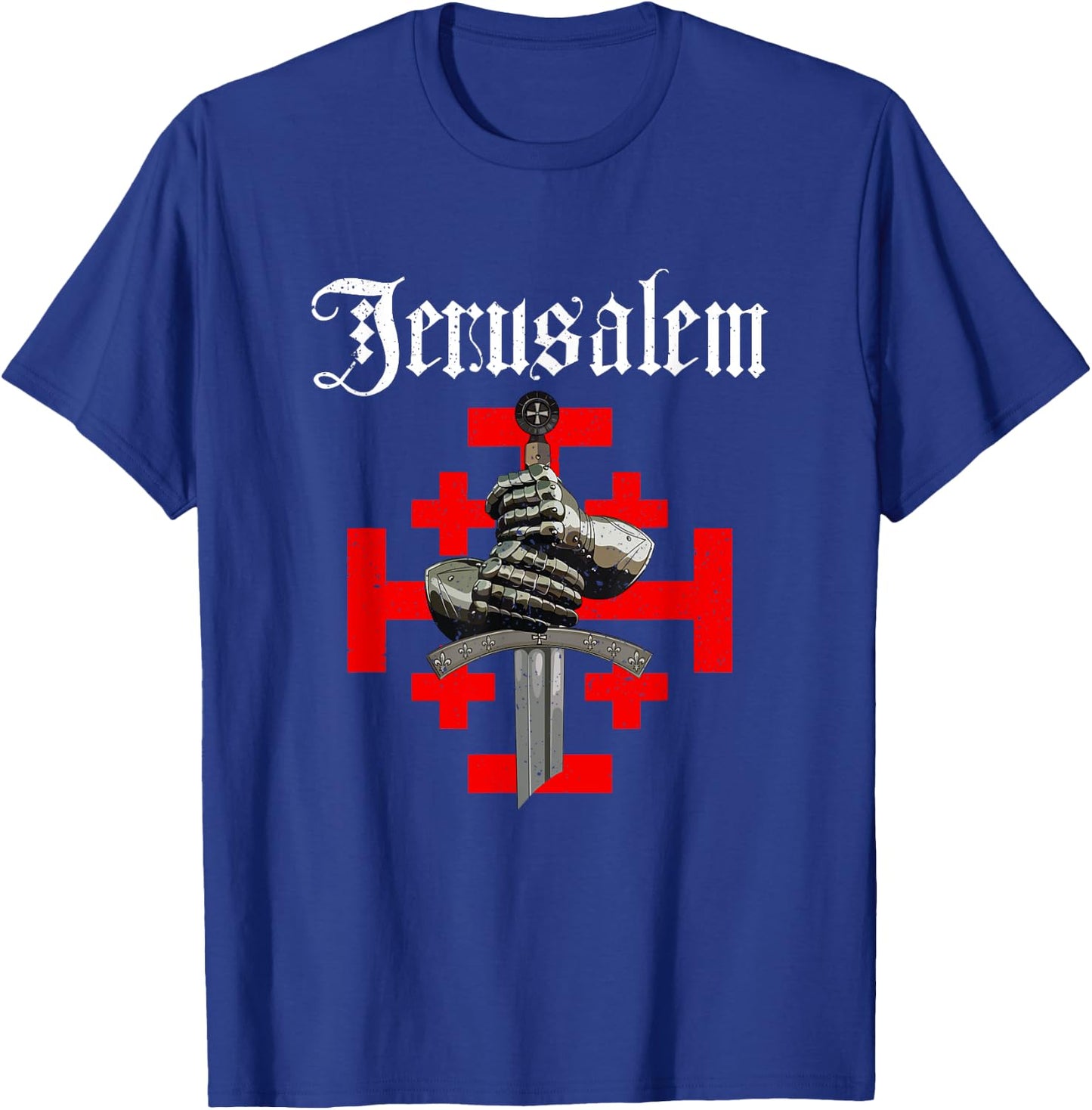 Jerusalem Kingdom Cross Knight Templar Glove And Sword T-Shirt - T-Shirt | Royal