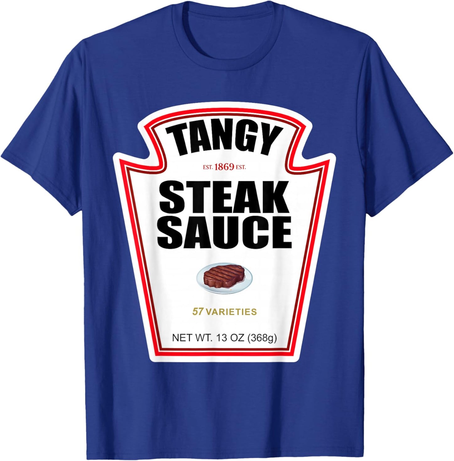 Steak Sauce Bottle Label Funny Halloween Costume Outfit T-Shirt - T-Shirt | Royal