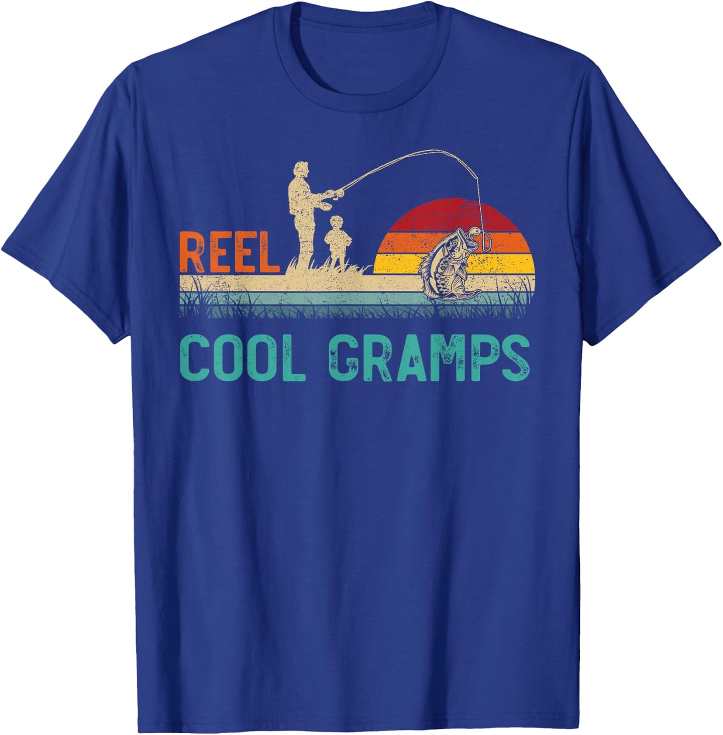 Reel Cool Gramps Vintage Retro Fishing Father's Day T-Shirt - T-Shirt | Royal
