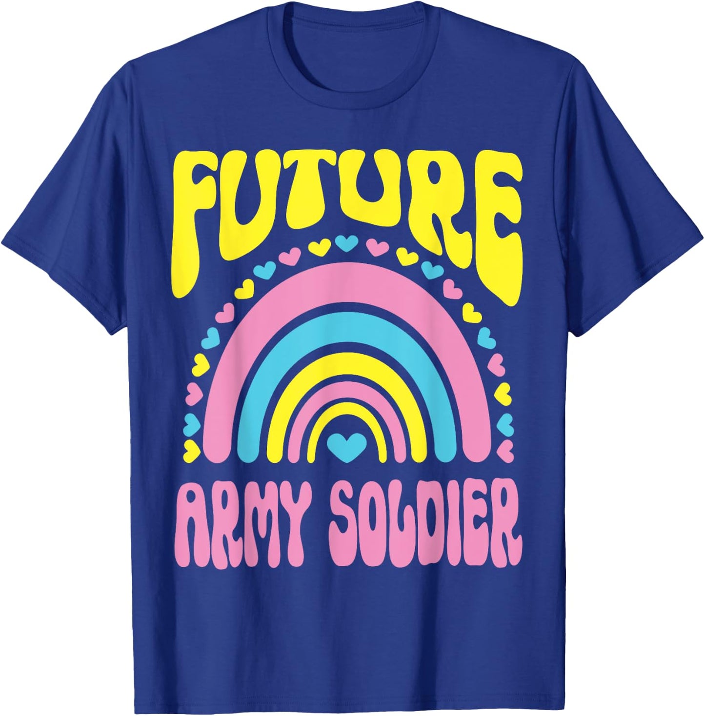 Future Army Soldier Bright Retro Rainbow Occupation T-Shirt - T-Shirt | Royal
