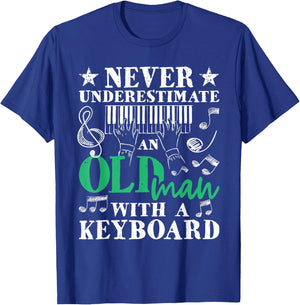 Old Man With A Keyboard - Keyboardist Keyboarder T-Shirt - T-Shirt | Royal