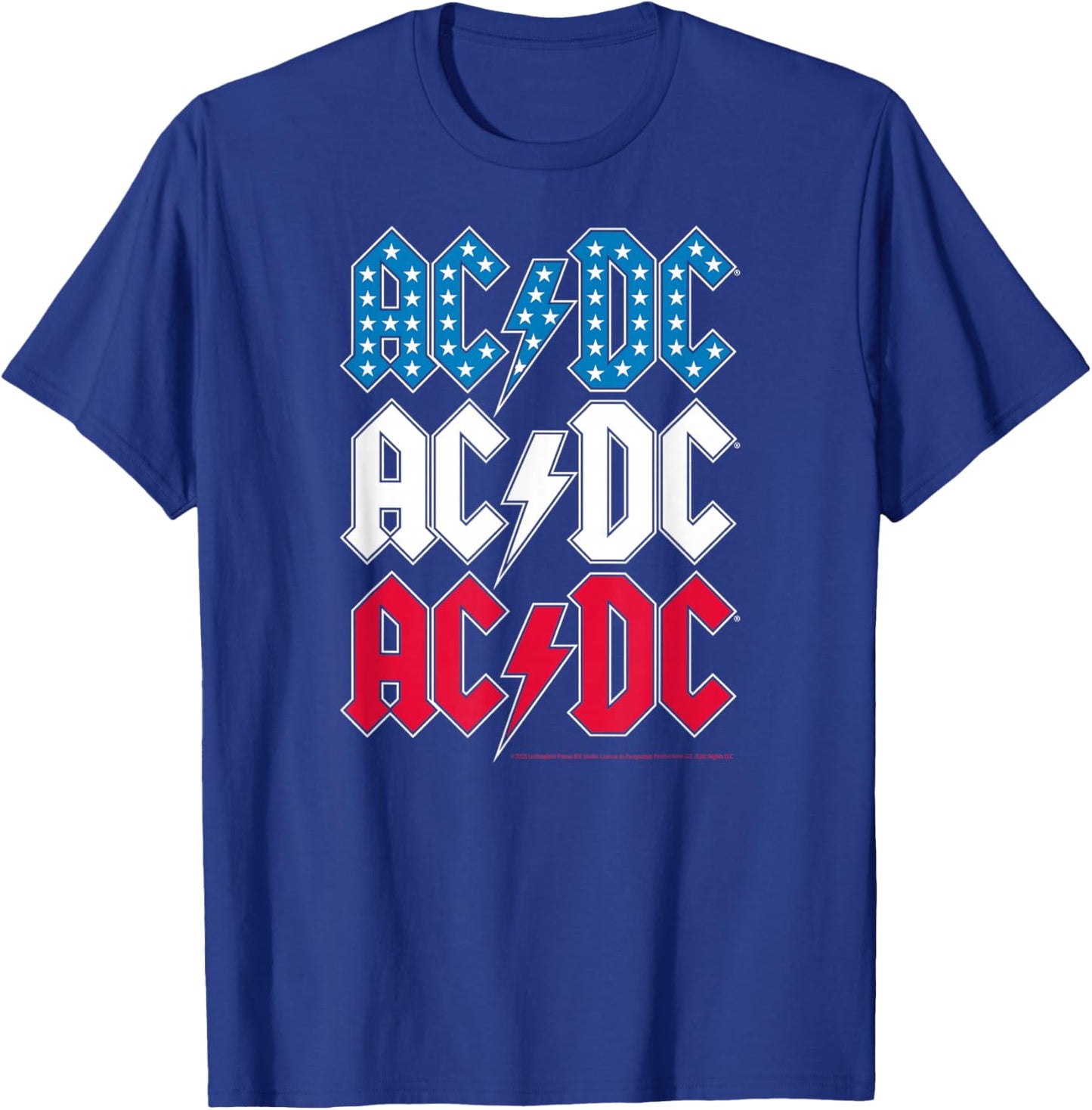 ACDC - Red White Blue Americana Stacked Logo T-Shirt - T-Shirt | Royal
