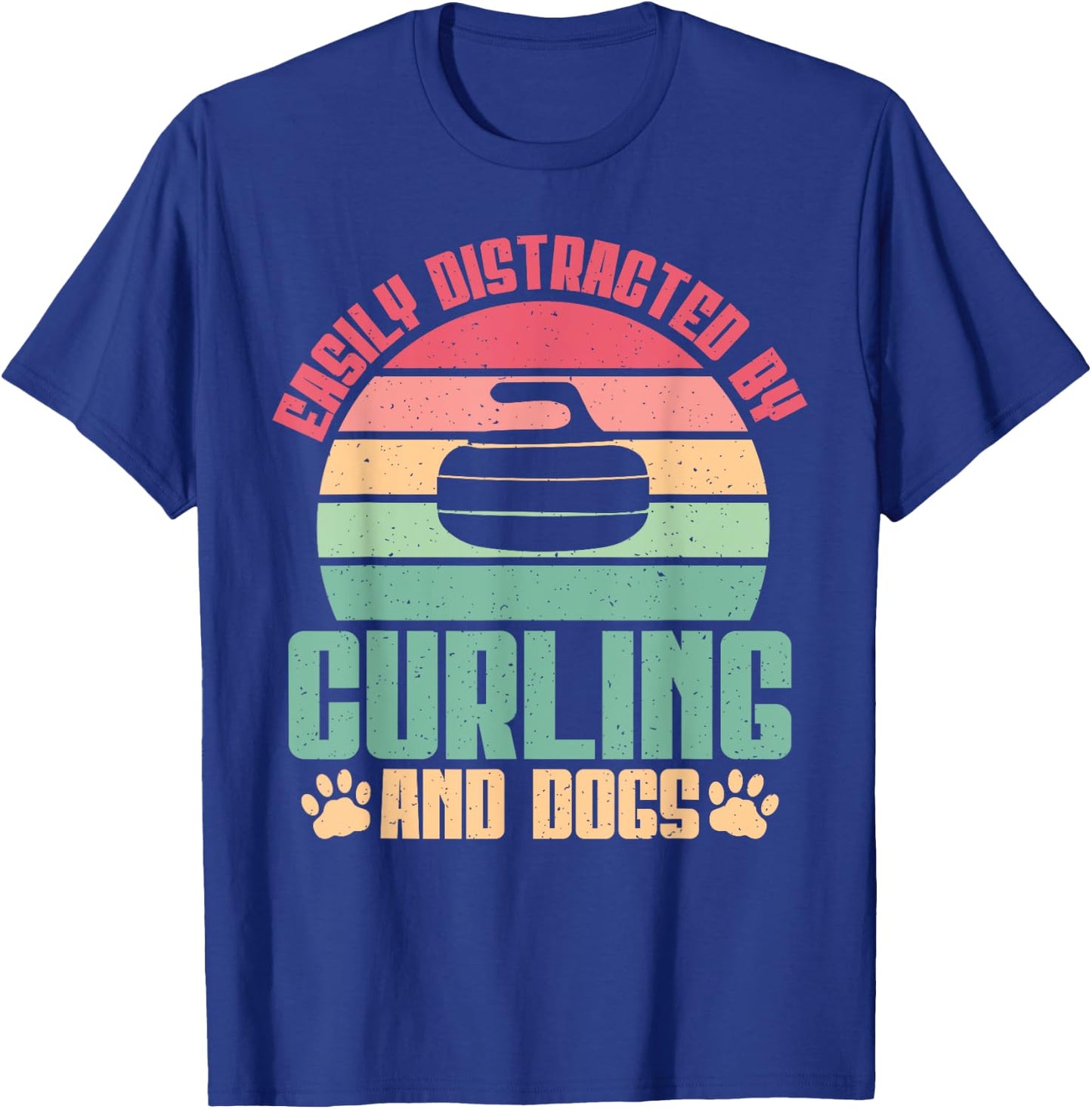 Easily distracted by Curling and Dogs Lover Curling T-Shirt - T-Shirt | Royal