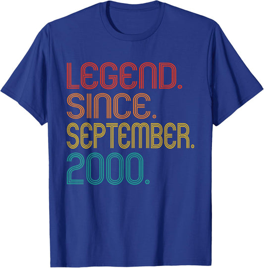 Legend Since September 2000 Men Women Vintage 2000 Birthday T-Shirt - T-Shirt | Royal