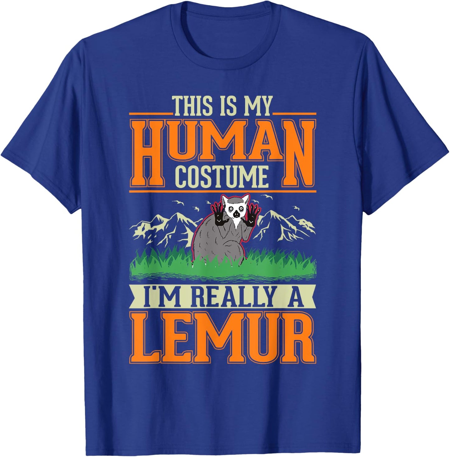 Lemur Human Costume Halloween Lemur T-Shirt - T-Shirt | Royal