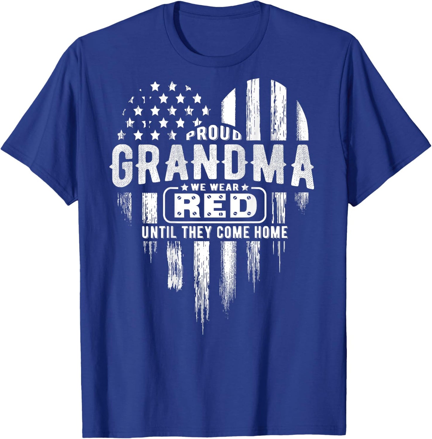 Proud Grandma Red Friday American Flag Heart (on back) Women Men T-Shirt - T-Shirt | Royal