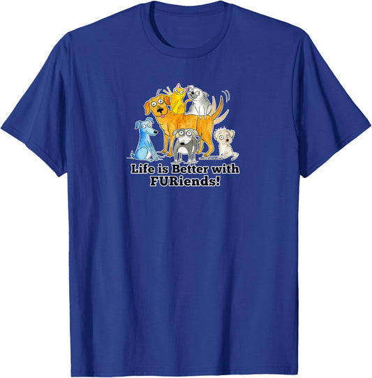 Red and Howling Life is Better with FURiends T-Shirt - T-Shirt | Royal