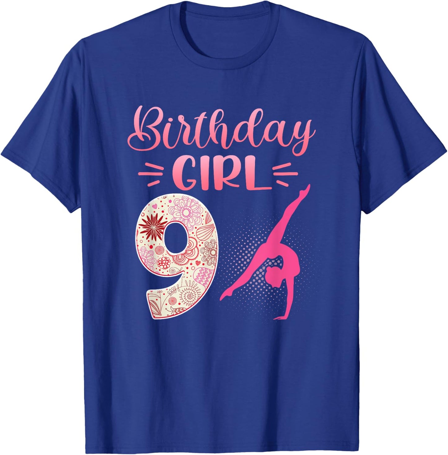 9th Birthday Girl Gymnastics Rainbow Gymnast 9 Years Old T-Shirt - T-Shirt | Royal