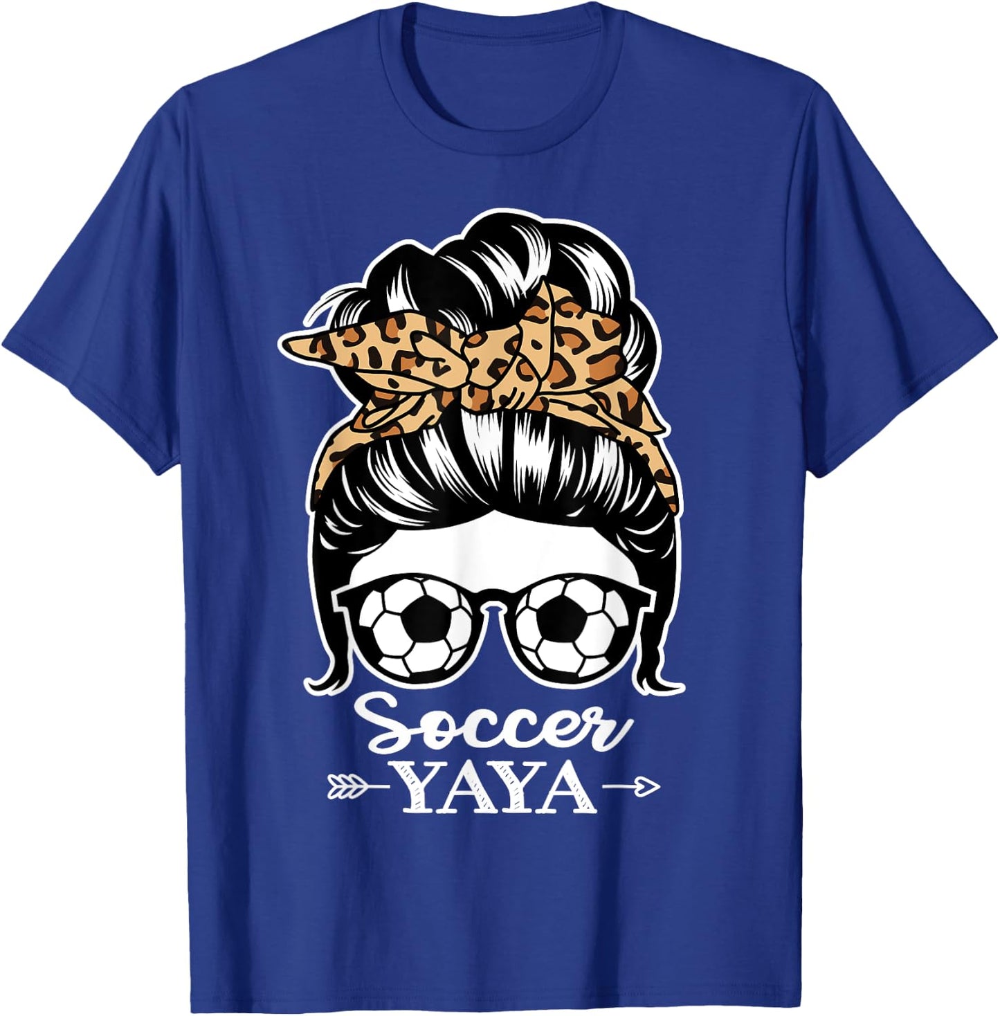 Soccer Yaya Messy Bun Hair Funny Soccer Player Yaya T-Shirt - T-Shirt | Royal