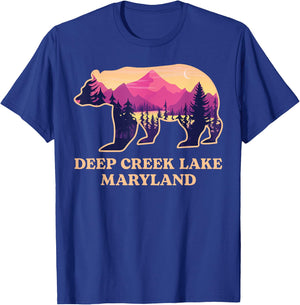 Vintage Bear Deep Creek Lake Maryland Retro Lake Souvenirs T-Shirt - T-Shirt | Royal