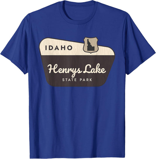 Henrys Lake State Park Idaho Welcome Sign Vacation T-Shirt - T-Shirt | Royal