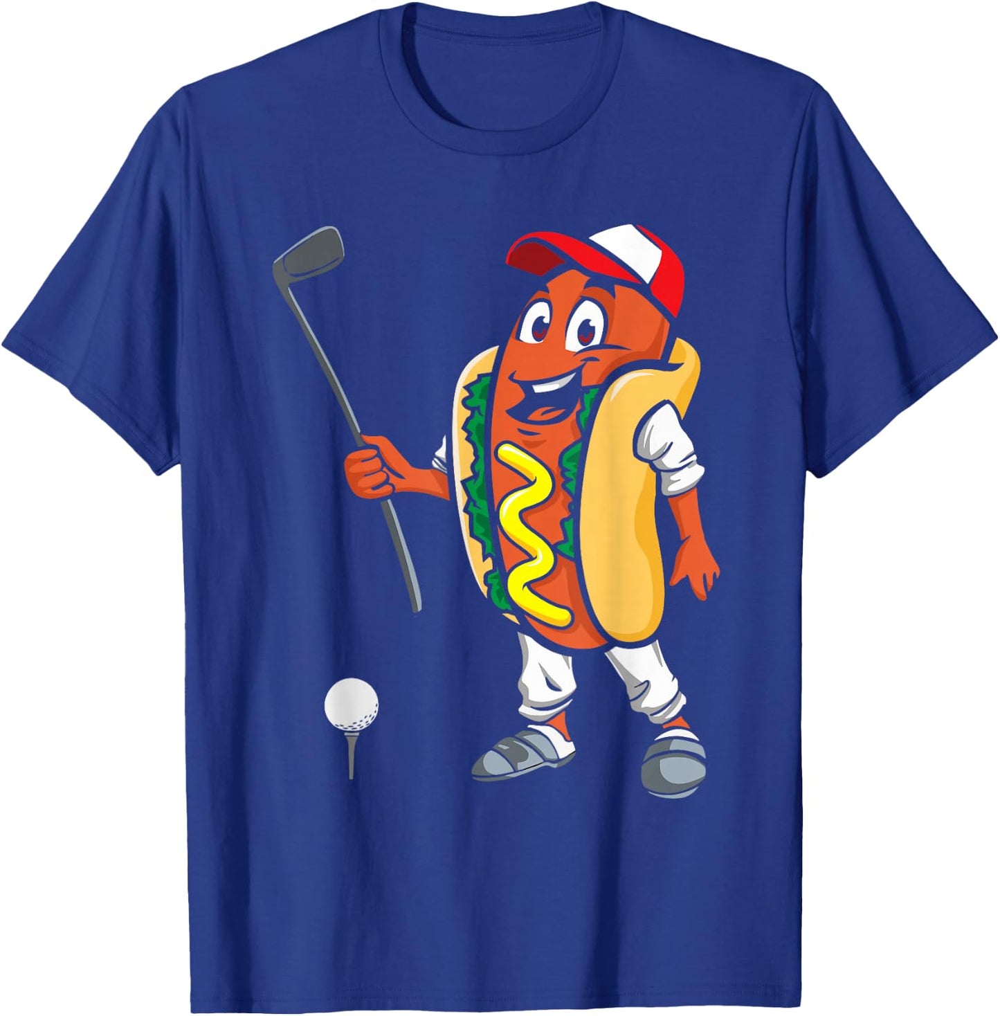 Funny Hot Dog Playing Golf Women Girls Kids T-Shirt - T-Shirt | Royal