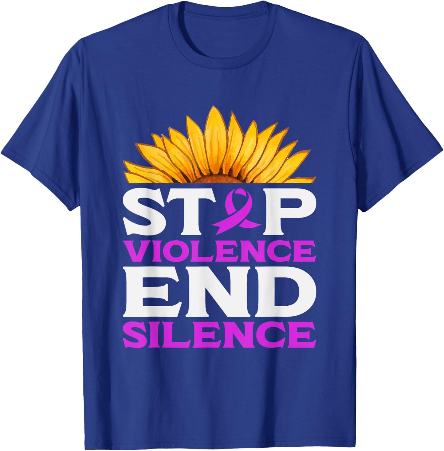 Stop Violence End Silence | Domestic Violence Awareness T-Shirt - T-Shirt | Royal