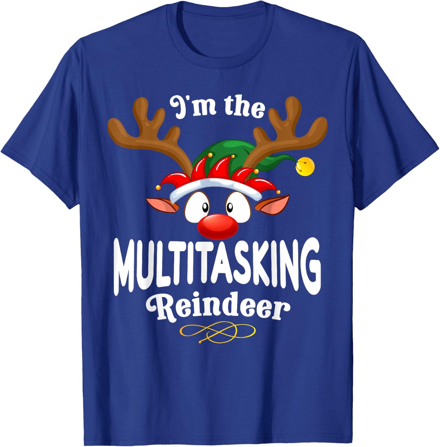 Christmas PJS Multitasking XMas Reindeer Matching T-Shirt - T-Shirt | Royal